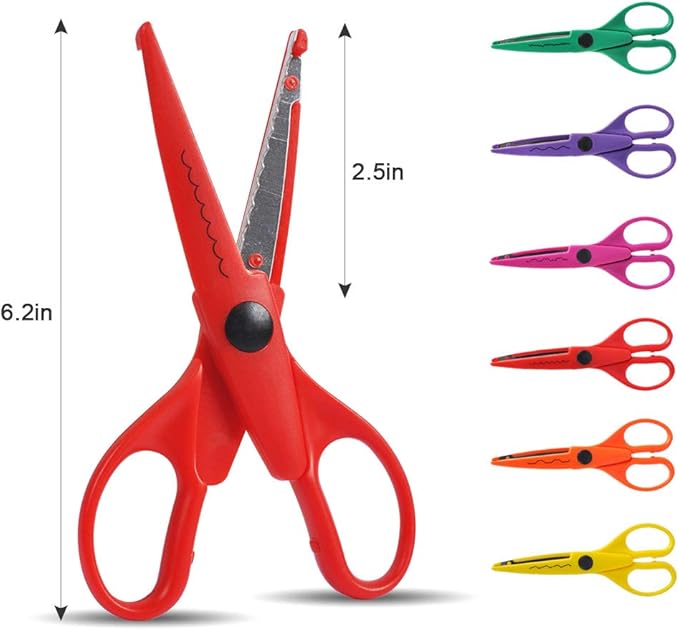 UCEC Craft Scissors - Decorative Edge, 6 Pack Extended Pattern Scissors with Different Designs, Fun for Kids, Teachers, Crafts, Scrapbooking, DIY Photos, Album