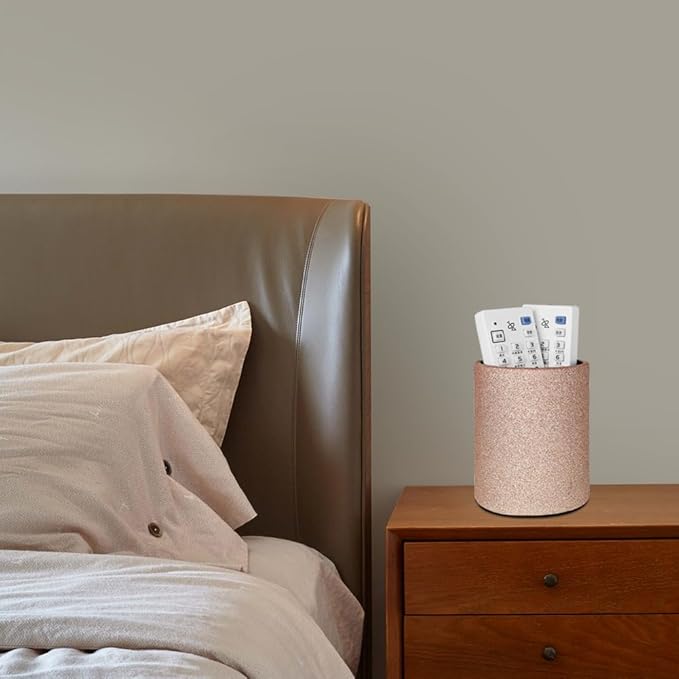 CXLE Pencil Holder Desk Organizer, PU Leather Pen Holder for Desk Decor Organizer Cosmetics Brush Holder for Teachers Students Storage Box Office Classroom(Gold)