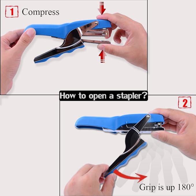 Stapler with 1000 Staples-Plier Stapler Save 60% Power,Good for Stapling at Home School or Warehouse (Blue Plier Stapler)