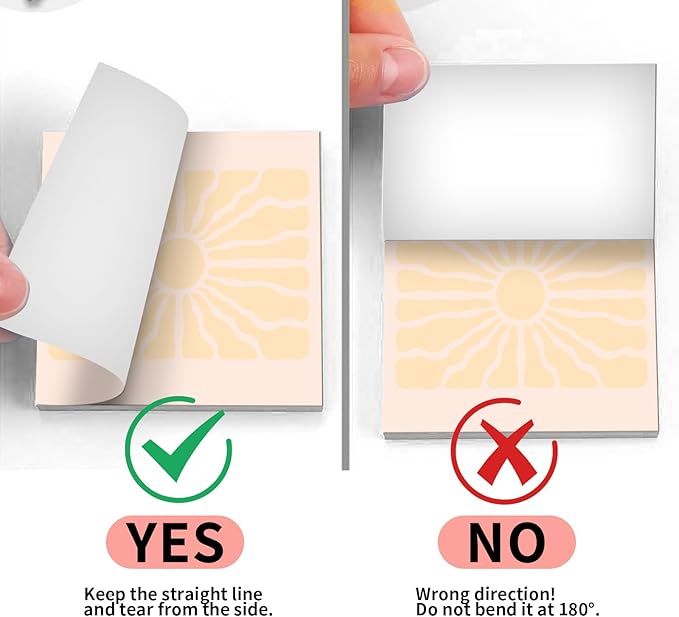 2 Pack Sticky Notes 3x3 Inches, Bright Cute Strong Sticking Power, Easy to Post for Home, Office, 80sheets/Pads, Abstract Sun