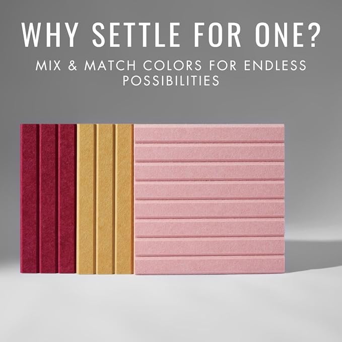 Large Cork Boards for Walls Black Felt Alternative - Slat Wall Paneling, Bulletin Board Tiles for Home Decor, Push Pin Corkboard Organizer for Office or Classroom-12-Pack Panel Kit (Burgundy)