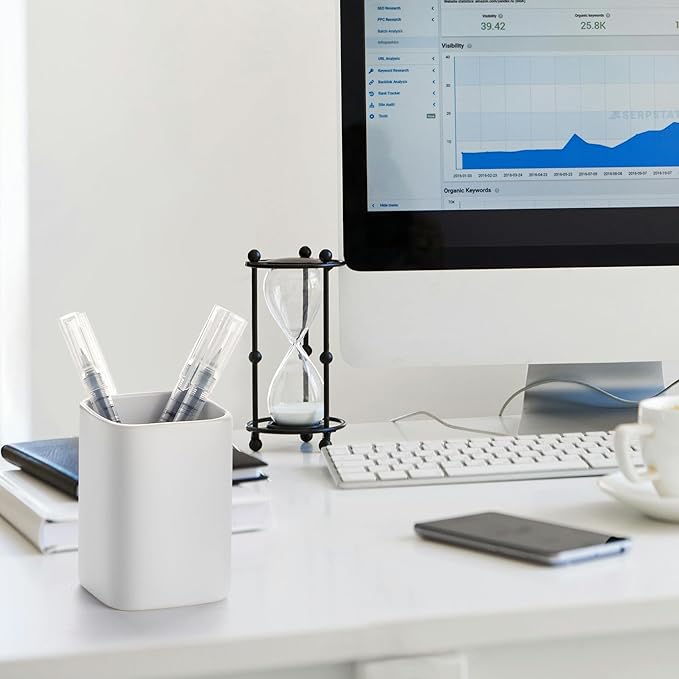 Pen Holder, 2 Pack Pencil Holder for Desk ,Ceramic Pencil Cup Desk Organizer, Makeup Brush Holder Cute, Stationery Accessories for Office, School, Home (Matte white)