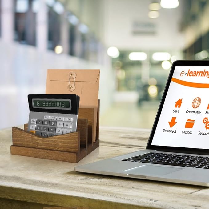 Picowe Desk Mail Organizer Wooden Mail Holder, 3 Slots Letter Holder Organizer Envelope Organizer for Home Office