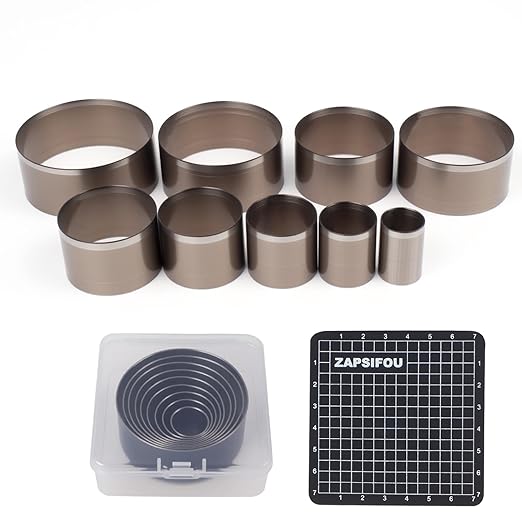 9 Pieces Leather Circle Cutter Tool Set, Hole Punch Tools with 15 20 25 30 35 40 45 50 55mm, High Carbon Steel Round Cutting Dies, Hole Punch Tool Kit for DIY Leather Crafts