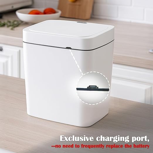 Two White Smart Sensor Trash cans with a Capacity of 3.2 gallons, Supporting Multiple Opening Methods, Waterproof Design, Anti Odor Design, Fast Response, Suitable for Kitchens,bedrooms,Offices, etc