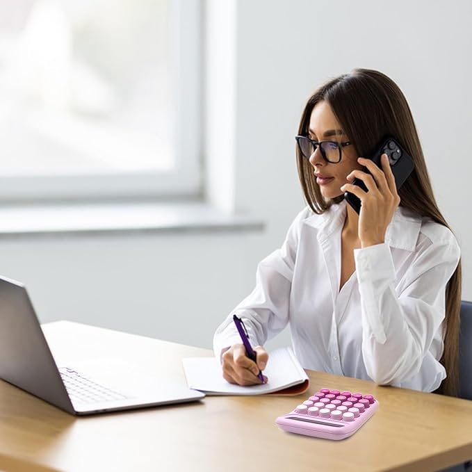 Gradient Pink Calculator, UPIHO Standard Calculator,12 Digit Display and Big Buttons,Pink Office Supplies and Desk Accessories,Cute Office and School Accessory