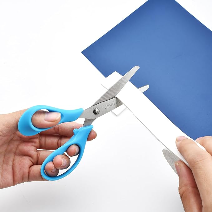 OneName Left-Handed Kids Scissors,5 Inch Left handed Scissors for Kids,Stainless Steel Blade Comfort-Grip Handles Safety Children Lefty Kid Scissor,Great for School,Classroom,Arts,Home 6 Pack