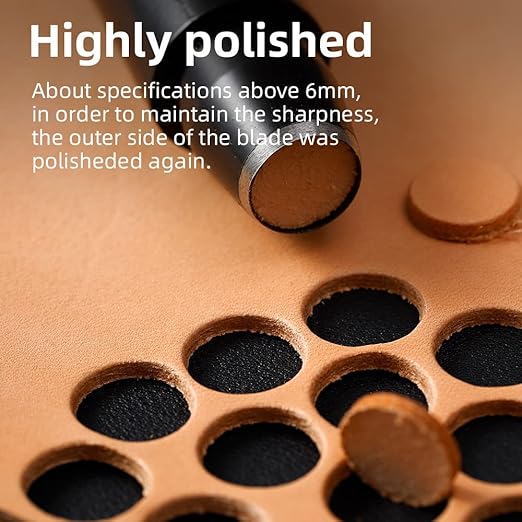 WUTA Black Round Hole Punch Leather Hollow Punch Steel Watches Belts Scrapbooking Paper Leather Tools for Watch Band, Fabric, Plastic 6+8+10+12mm+15mm (5pcs)