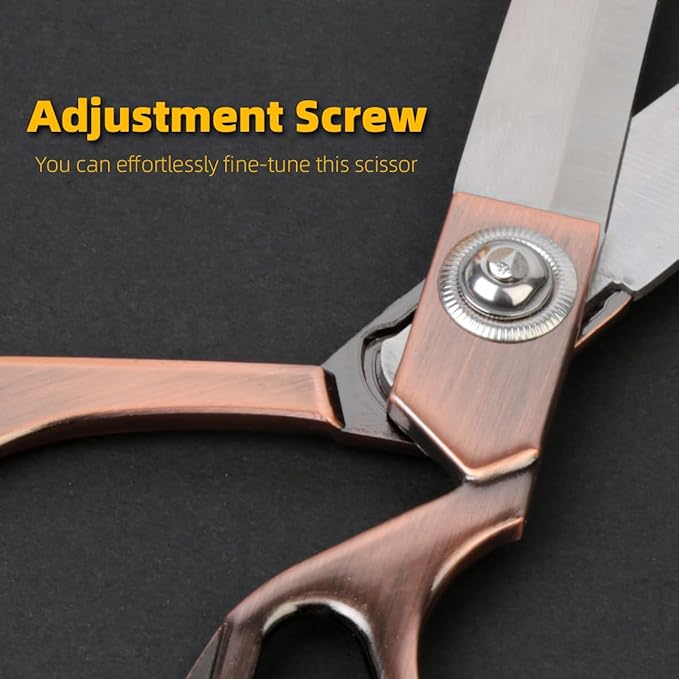 Antique Bronze Scissors All Purpose, Professional Cutting Tool for Cutting Fabric, Silk, Leather, Paper, Cordage, Stainless Steel 10.5" Heavy Duty Sharp Scissors for Office Home School