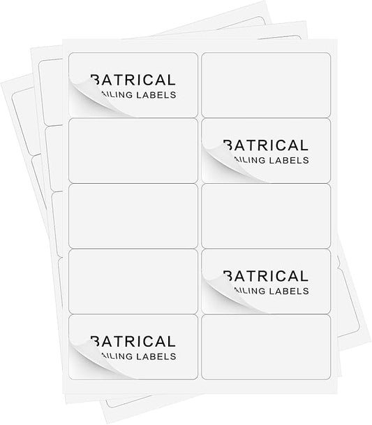 2"×4" Shipping Labels 500 Labels Sticker Paper for Laser/Ink Jet Printer mailing Labels 8.5"*11" White 10 per Sheet