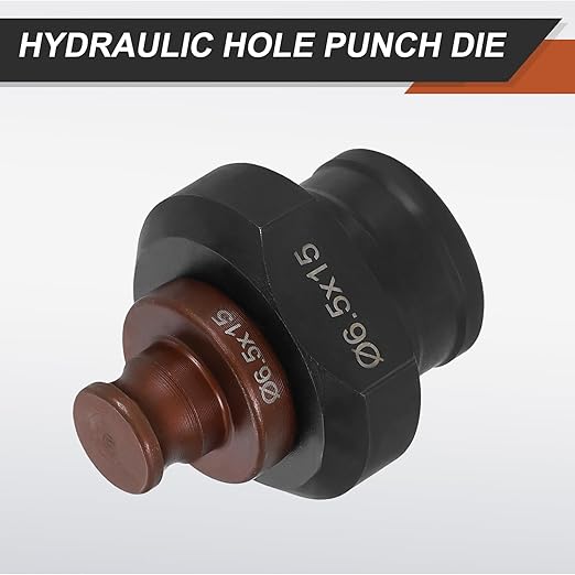 HARFINGTON Hydraulic Hole Punch Die 6.5x15mm Slotted Hole 40Cr Steel Electric Punching Kit for MHP-20 JP-20 Electric Punching Machine, Burgundy & Black