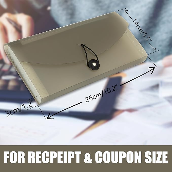 Small Accordion File Organizer - 13 Pocket Expanding Folder for Receipts, Bills, and Envelopes - Money Saving Binder (Black)