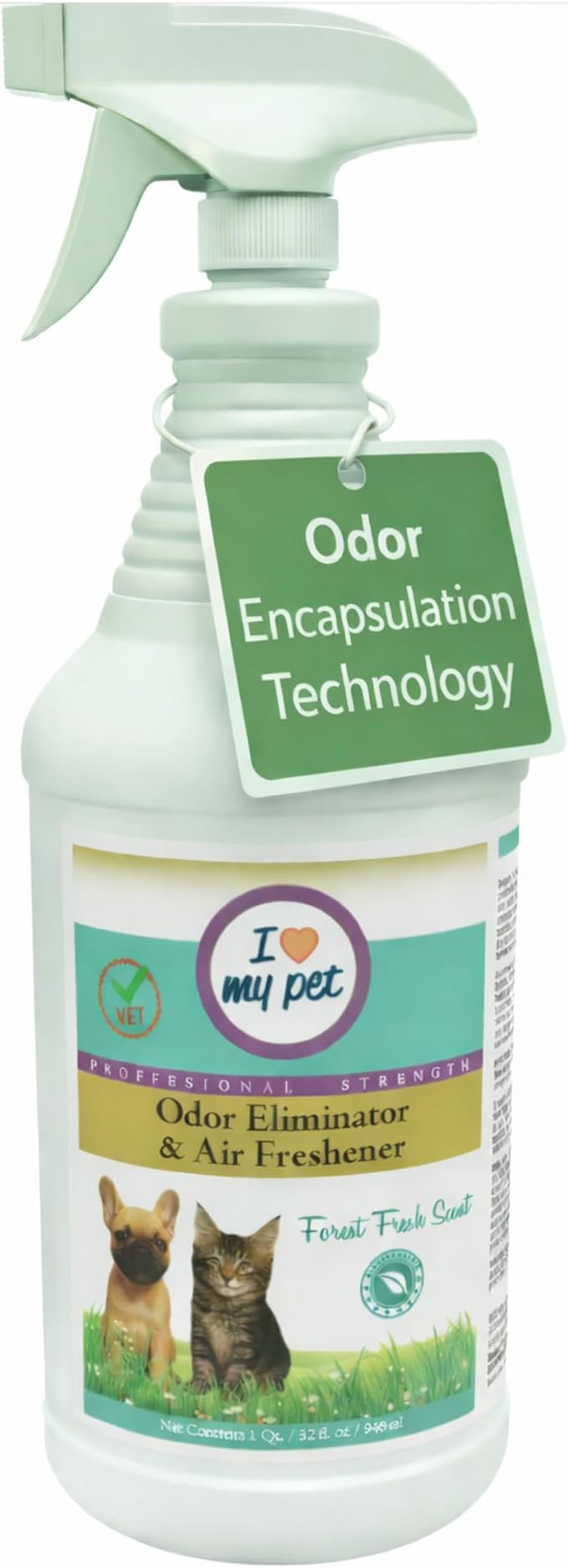 I Love My Pet Odor Eliminator Spray and Air Freshener for Strong Pet Odors – Neutralizes Dog and Cat Urine on Fabrics, Carpets, Pet Beds – 32 oz, Forest Fresh