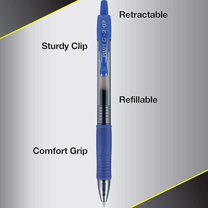 Pilot G2 Premium Gel Roller Pens Fine Point 0.7 mm, Blue Ink Pens Fine Point, Pack of 14 - Ideal for School, Journaling, and Office Writing