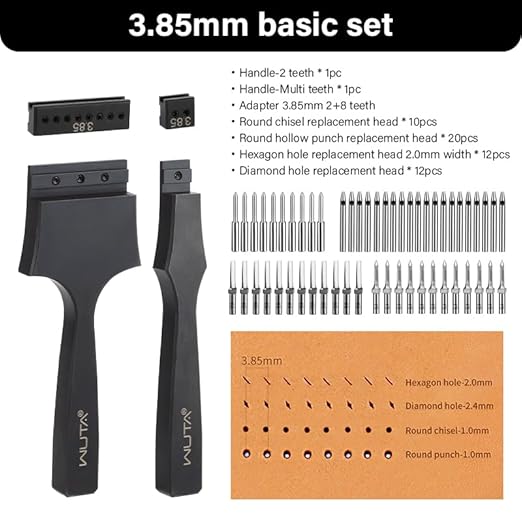 WUTA Removable Leather Hole Punch,Versatile Leather Stitching Punch,Leather Hole Punch Tool Set,Leather Stitch Punch for Leather Stitching Punch Craft DIY（3.85mm）