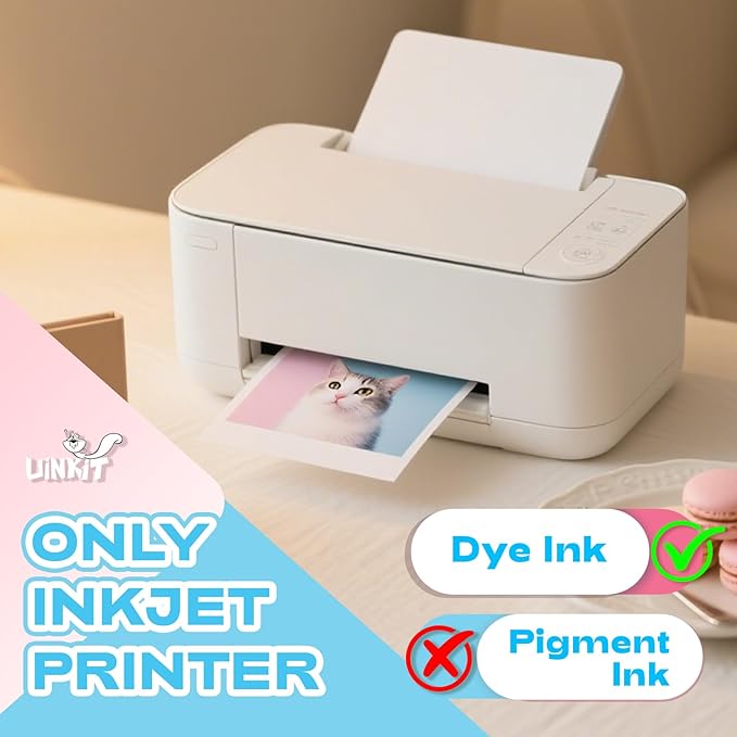 Uinkit 37lb Thin Flyer Paper Glossy 8x10 Inkjet 100 Sheets Single Side DIY Chip Bag 135gsm Photos Picture for Inkjet Printer with Dye Ink Brochure (8X10X100)