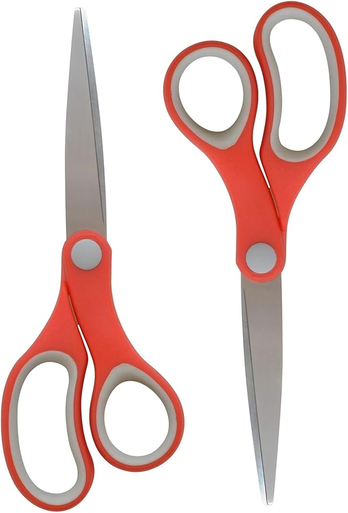 Westcott 55846 7-Inch School Scissors, All-Purpose Heavy-Duty Scissors for Crafting, Back to School, Classroom Supplies,Red/Gray, 2 Pack
