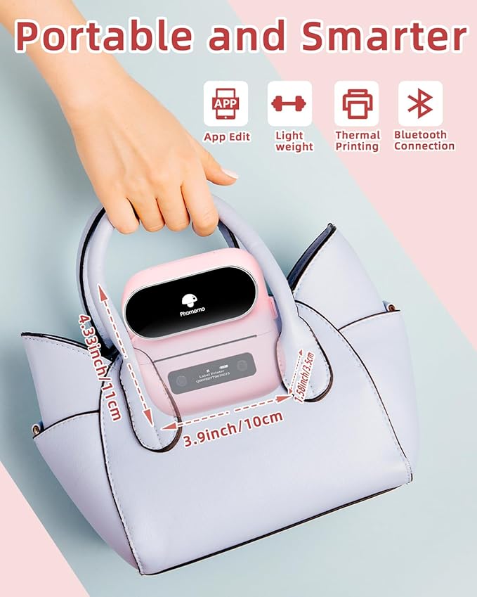 Phomemo M220 Bluetooth Label Maker Machine,Label Printer for Small Business, Office, Home & School, Portable Label Maker with 700+ Templates,400+ Fonts,6000+ Icons, Compatible with Phone, PC