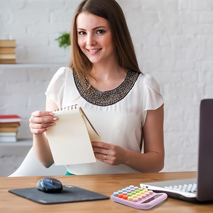 Purple Calculator, Cute Calculator with 12 Digit Display and Big Buttons,Purple Office Supplies and Desk Accessories for Office Clerks