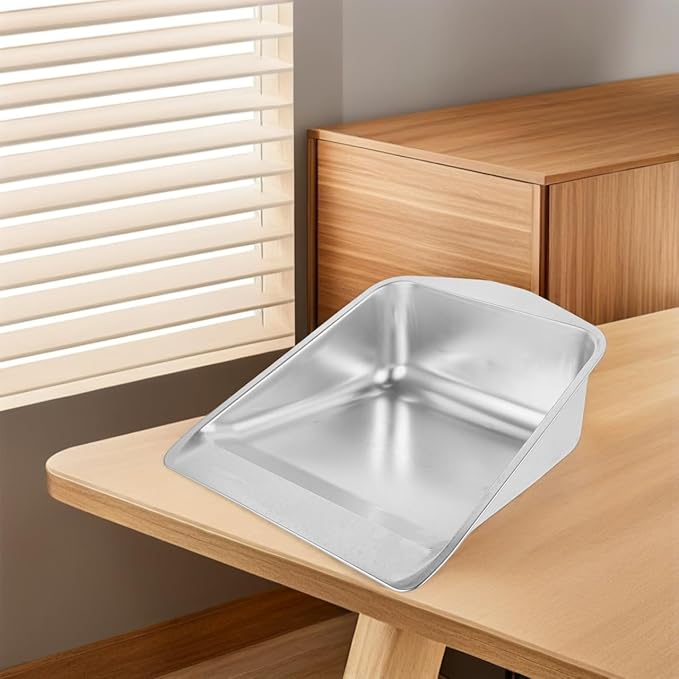 HOODANCOS Stainless Steel Handheld Dust Pan Heavy Duty Dustpan for Indoor Outdoor Use Multi Functional Garbage Shovel for Home Desk Floor Cleaning 11.53X10.23X3.93 Inches