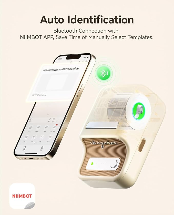 NIIMBOT B21 Label Maker Inkless Bluetooth Label Printer, 2 Inch Portable Label Machine for Small Business, Address, Logo, Clothing, Mailing, Candles, Jewelry, Sticker Printer for Gift, White