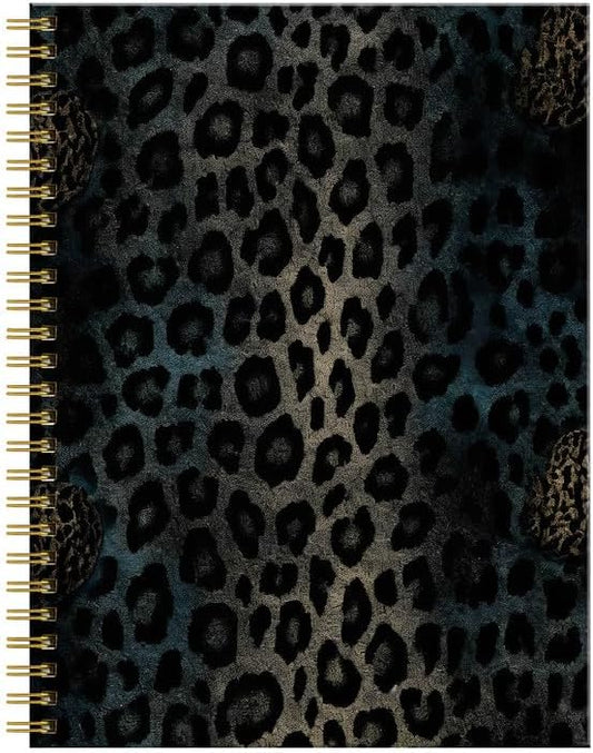 Spiral Journal Notebook for Women,A5 College Ruled Notebooks 6"x 8.4", 120 Pages (60 Sheets) Lined Journal with Premium Thick Paper,Perfect for School Office Home(Wild Animals Black Leopard)