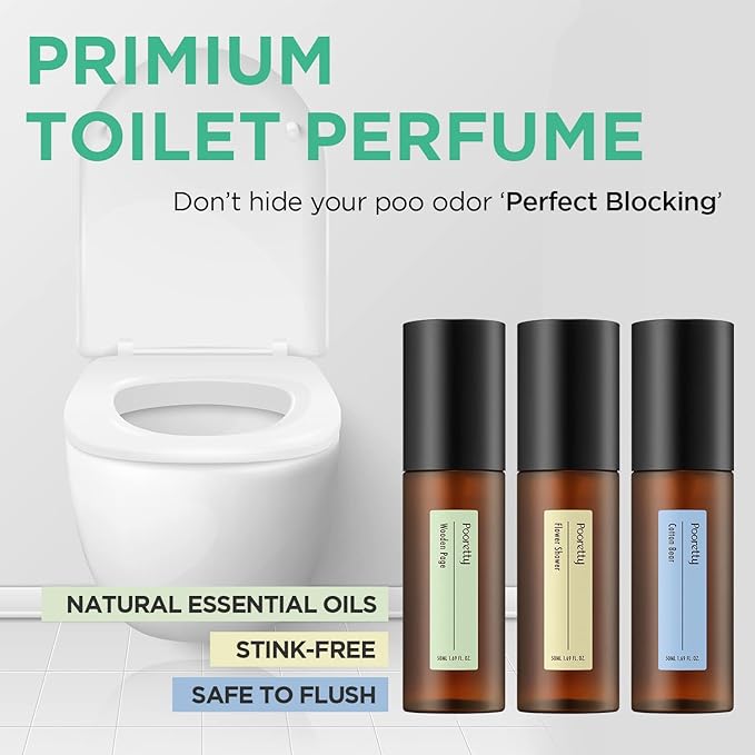 Pre-PooP Aromatic Bathroom Toilet Spray, Potty Deodorizer, Neutralize Bad Odors (1.69 fl.oz.) - Blooming Flowers Scent, Essential Oils