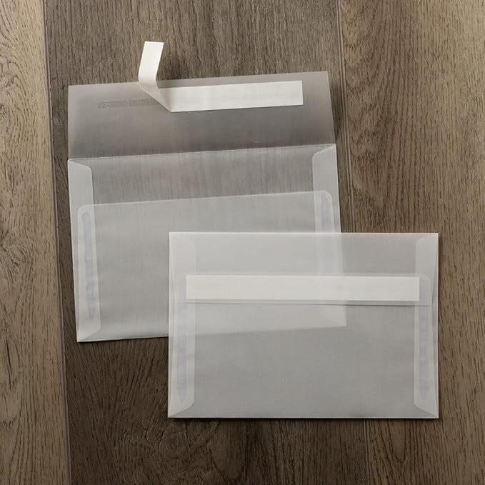 LUXPaper A8 Invitation Envelopes (5 1/2 x 8 1/8) - Clear Translucent (50 Qty) | Perfect for Invitations, Announcements, Sending Cards, 5x7 Photos | 4885-00-50