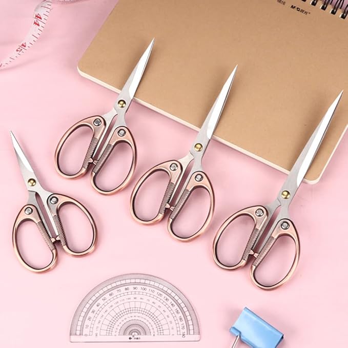 5" All Stainless Steel Office Scissors,Ultra Sharp Blade Shears,Sturdy Sharp Scissor for Office Home School Sewing Fabric Craft Supplies Multipurpose Scissors Bronze