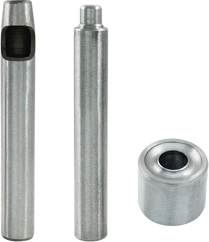 Litoexpe Eyelet Hole Punch Die Tool, 10mm Grommet Setter Hollow Punch (Includes Base & Ram) for Leather Craft Clothing Handbag Fabric Curtain DIY