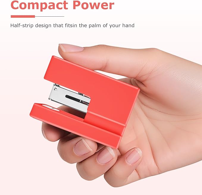Mini Stapler - Small Cute Desk Staplers - 25 Sheet Capacity with 830 Staples and Staple Remover, Desktop Stapler for Office, School, Home, Orange