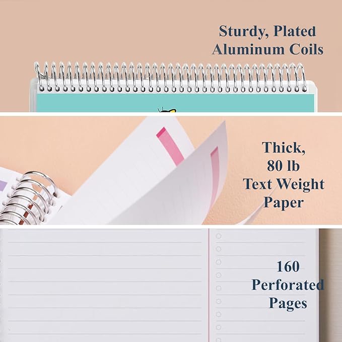Erin Condren 7" X 9" Spiral Bound Productivity Notebook, Hello Kitty My Kinda People, Functional 160 Lined Page and 80Lb Thick Paper Spiral Notebook, Stickers Included