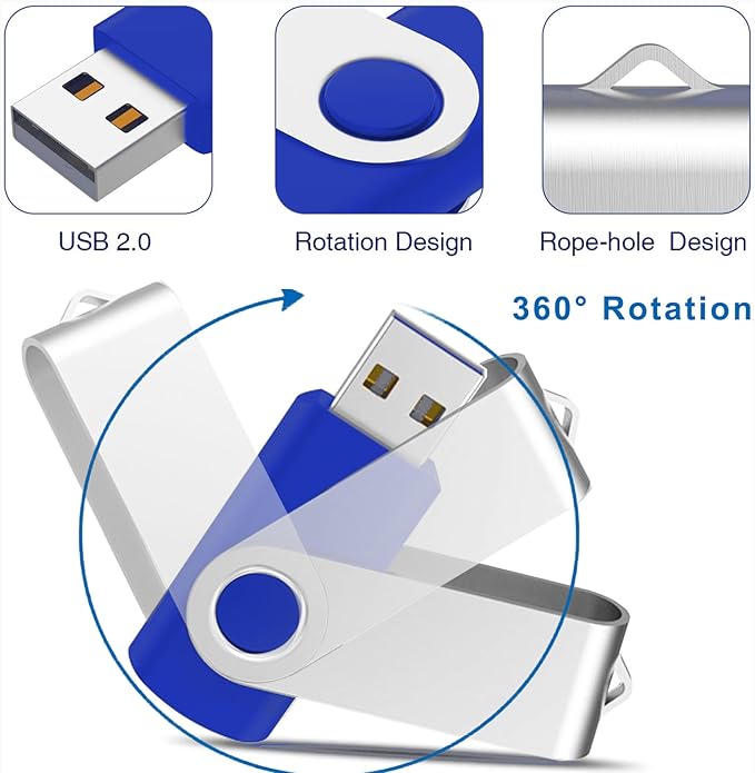 4GB USB Flash Drives 20 Pack 4 GB Thumb Drive TATMOHIK 2.0 USB Drives Bulk 4GB Swivel Design Flash Drive Pack with LED Indicator 4 Gig Jump Drive Pack, USB Stick, Memory Stick, Pen Drive, Blue Color