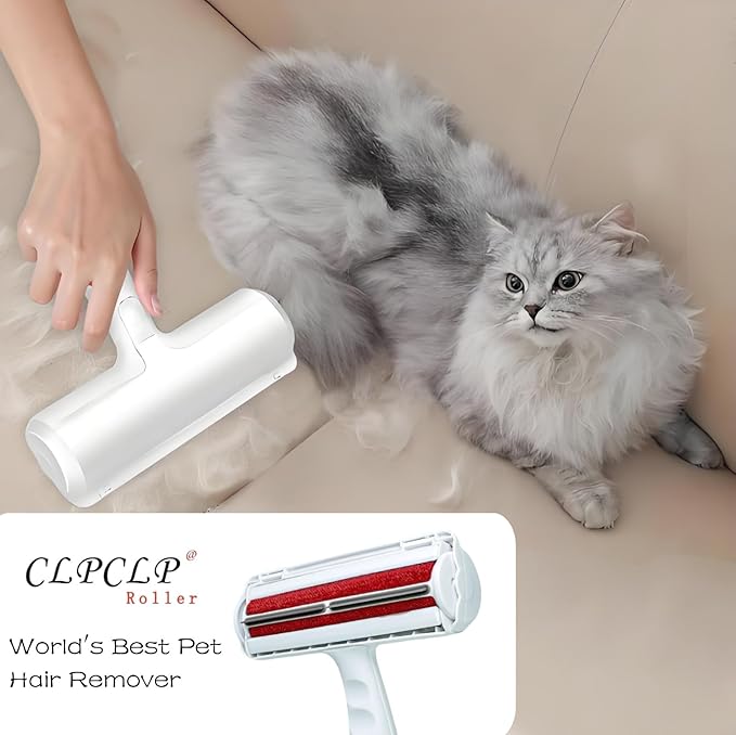 CLPCLP Roller Pet Hair Removal Tool，Reusable Lint Roller - Cat and Dog Hair Remover for Furniture，Dog Brush for Shedding，Portable Multi-Surface Fur Removal Tool (Sofas,Carpets,Clothing,Bed Sheet)