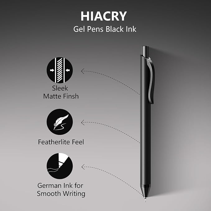 16 Pack Black Gel Pens (0.7mm Fine Point) – Smooth Quick-Drying Ink, Retractable Gel Pen for Writing, Journaling, Note-Taking – Office, School, Home & Work Supplies (16Pcs-Black Ink