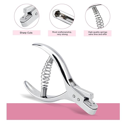 Rongon Pattern Notcher Paper Hole Punch Designer Tailor Sewing Plier with Spring Pattern Making Tool for Leathercraft, Paper Art, DIY Projects Design Edge Tool, Ergonomic Grip（1Pc）