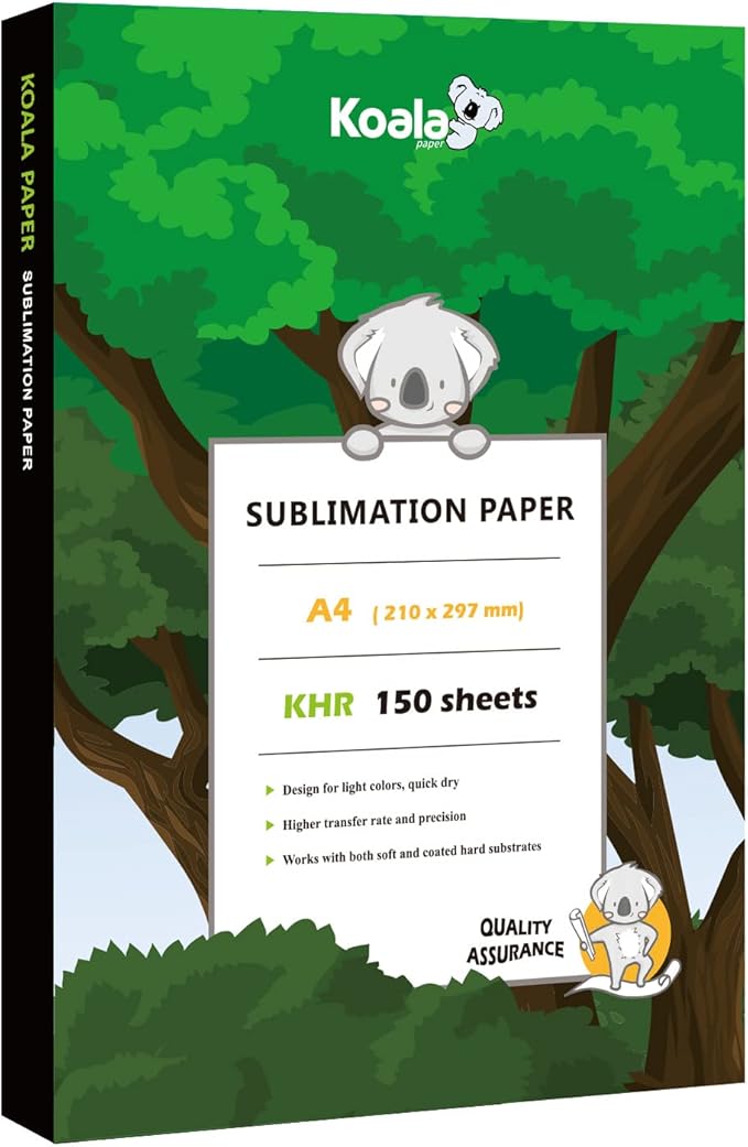 Koala Sublimation Paper 150 sheets 8.3x11.7 inches A4 for Heat Transfer DIY Gift Compatible with Inkjet Sublimation Printer 105gsm
