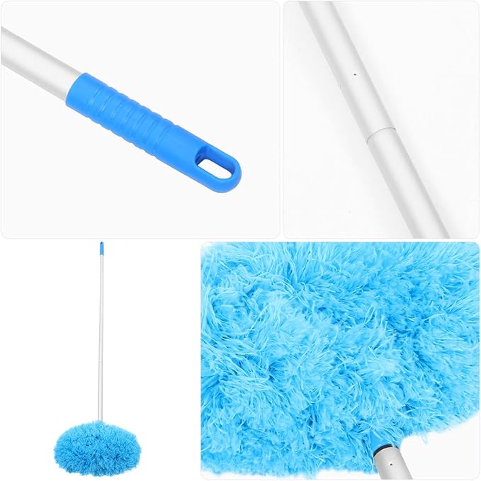 NOLITOY Extendable Aluminum Duster Pole, 58 Inch Ceiling Fan & Wall Cleaner Round Brush Multifunctional Lightweight Dust Remover for Home & Office
