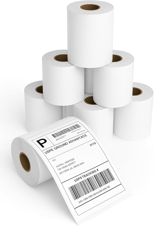 4x6 Thermal Labels Roll – 10 Rolls, 250 Labels/Roll – Shipping Labels 4x6, Perforated & Strong Adhesive - Commercial Grade Thermal Printer Labels for Shipping and Mailing