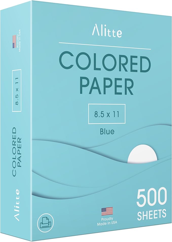 Colored Paper 500-Sheets - Blue Paper, 8.5 x 11 Colored Printer Paper, Arts & Crafts, DIY Projects - School & Office Supplies - Pastel Copy Paper, 1 Ream, Made in the USA