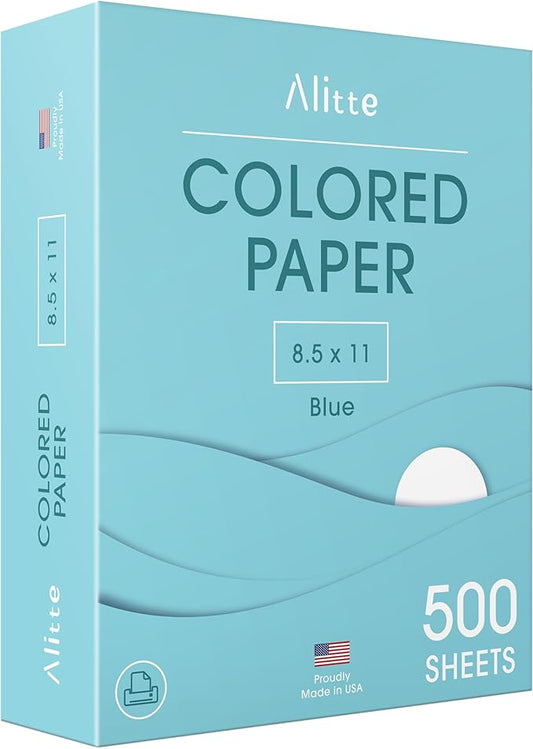 Colored Paper 500-Sheets - Blue Paper, 8.5 x 11 Colored Printer Paper, Arts & Crafts, DIY Projects - School & Office Supplies - Pastel Copy Paper, 1 Ream, Made in the USA