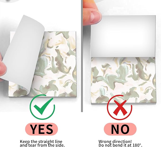 2 Pack Sticky Notes 3x3 Inches, Bright Cute Strong Sticking Power, Easy to Post for Home, Office, 80sheets/Pads, Abstract Watercolor Leaves