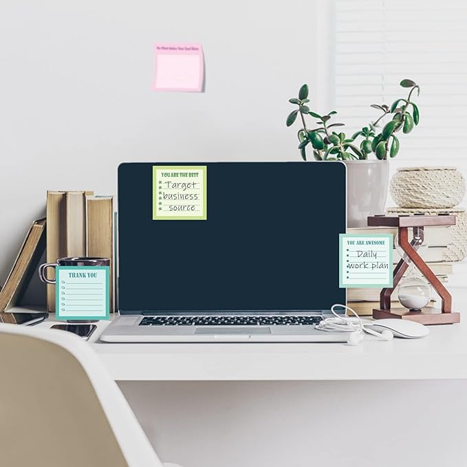 Idealmuzik 12 Pack 3x3 Inch Colorful Inspirational Sticky Notes for Work, Home, or School