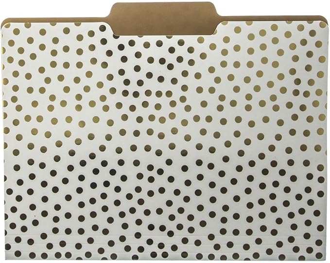 Graphique Designer Black, White, and Gold Polka Dots File Folders | Set of 9 (3 Designs) | Letter Size Organizers | Decorative Office Supplies | Durable Coated Cardstock | 1/3-Cut Tabs