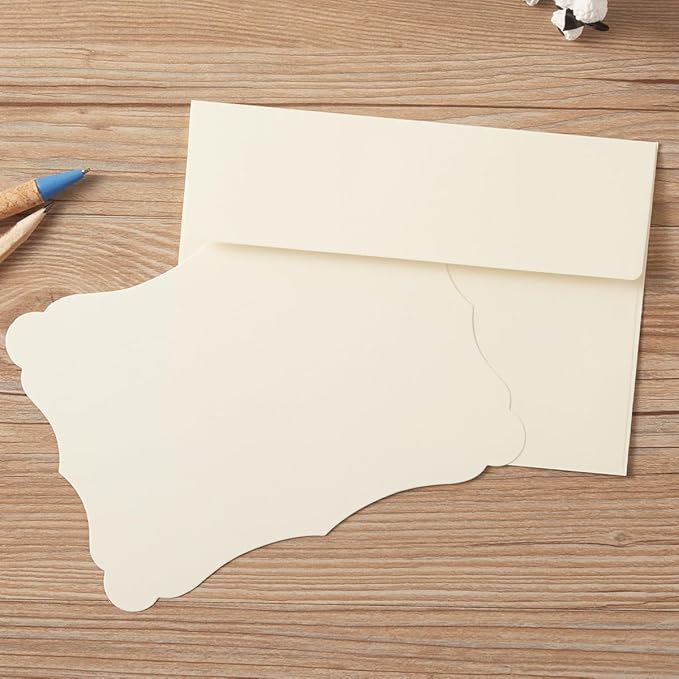 100 Pack A7 Envelopes with Colorful Blank 5 x 7 Cards Self-Adhesive Business Envelopes Invitations Cards Envelopes (Cream, A7)