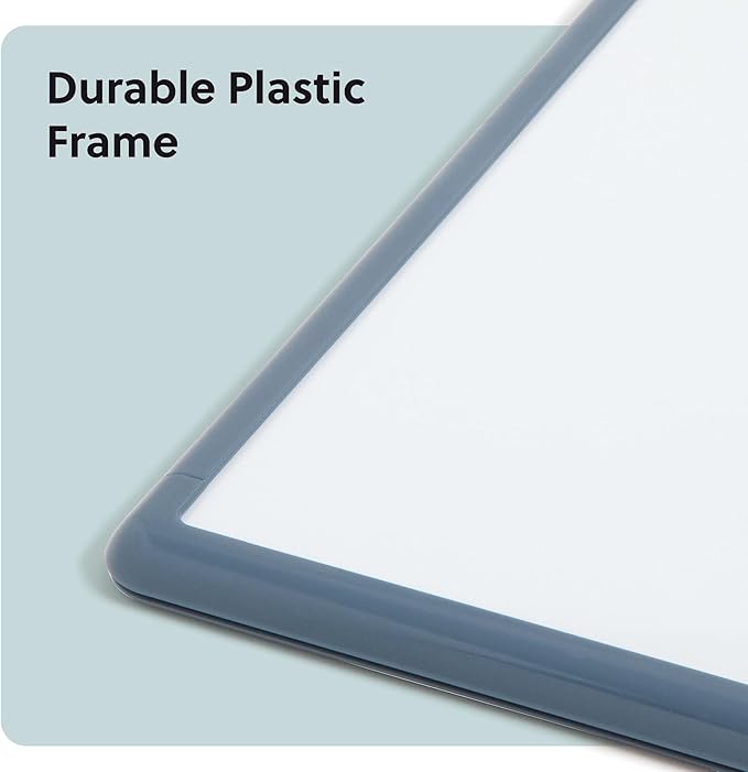 U Brands Contempo Magnetic Dry Erase Board White Board, 11" x 14", Blue Modern Frame, Includes Magnet and Marker