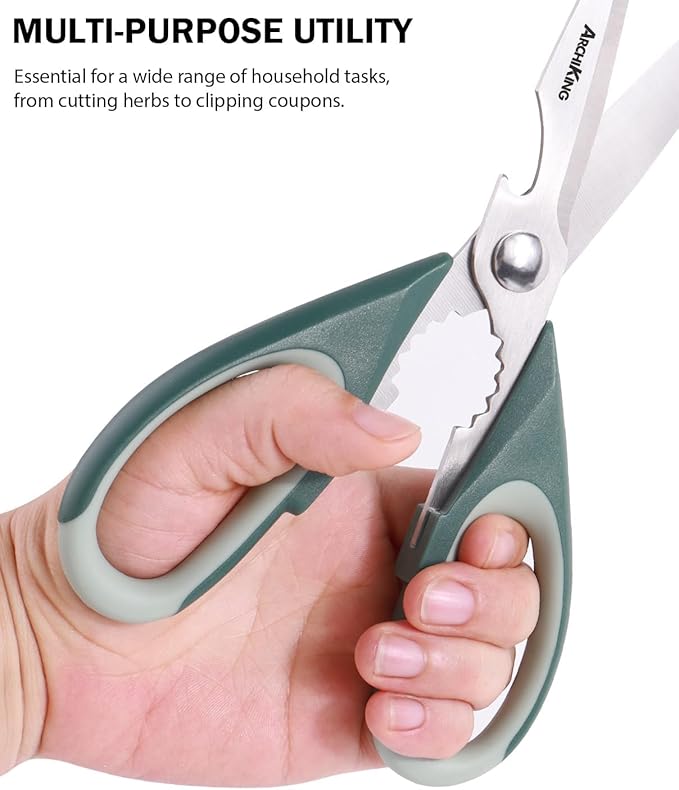 Kitchen Shears Scissors Food Scissors, 3-in-1 Multifunction Japanese Stainless Steel Meat Shears, Dishwasher Safe Sharp Shear All Purpose with Comfort Grip, Ideal for Everyday Use-Black