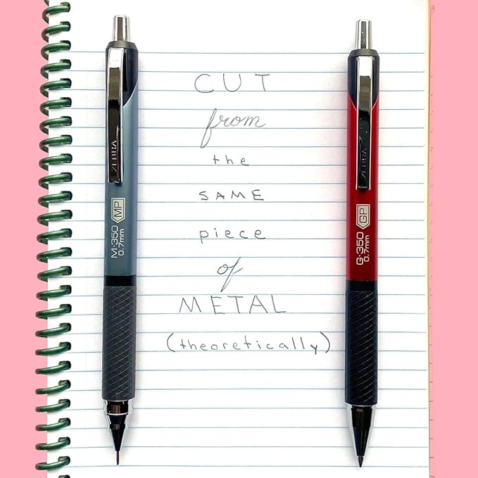 Zebra Pen G-350 Gel Pens 2-Pack, Black Ink, 0.7mm Medium Point, Crimson Red Premium Metal Barrel, Rapid Dry Ink, Textured Rubber Grip, Secure Metal Clip, Includes 2 Refills (40312)