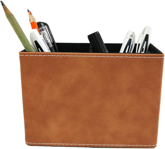 Pen Pencil Holder Cup Container Leather Desk Organizer Stand Decor Brush Scissor Holder Decoration Office Desk Home School