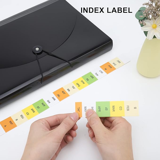 Accordian File Organizer 13 Pocket Expanding File Folder with Labels, 2 Pack A4 Letter Size Paper Document Receipt Organizer Portable Accordion Filing Folder for Classroom, Home, Office…